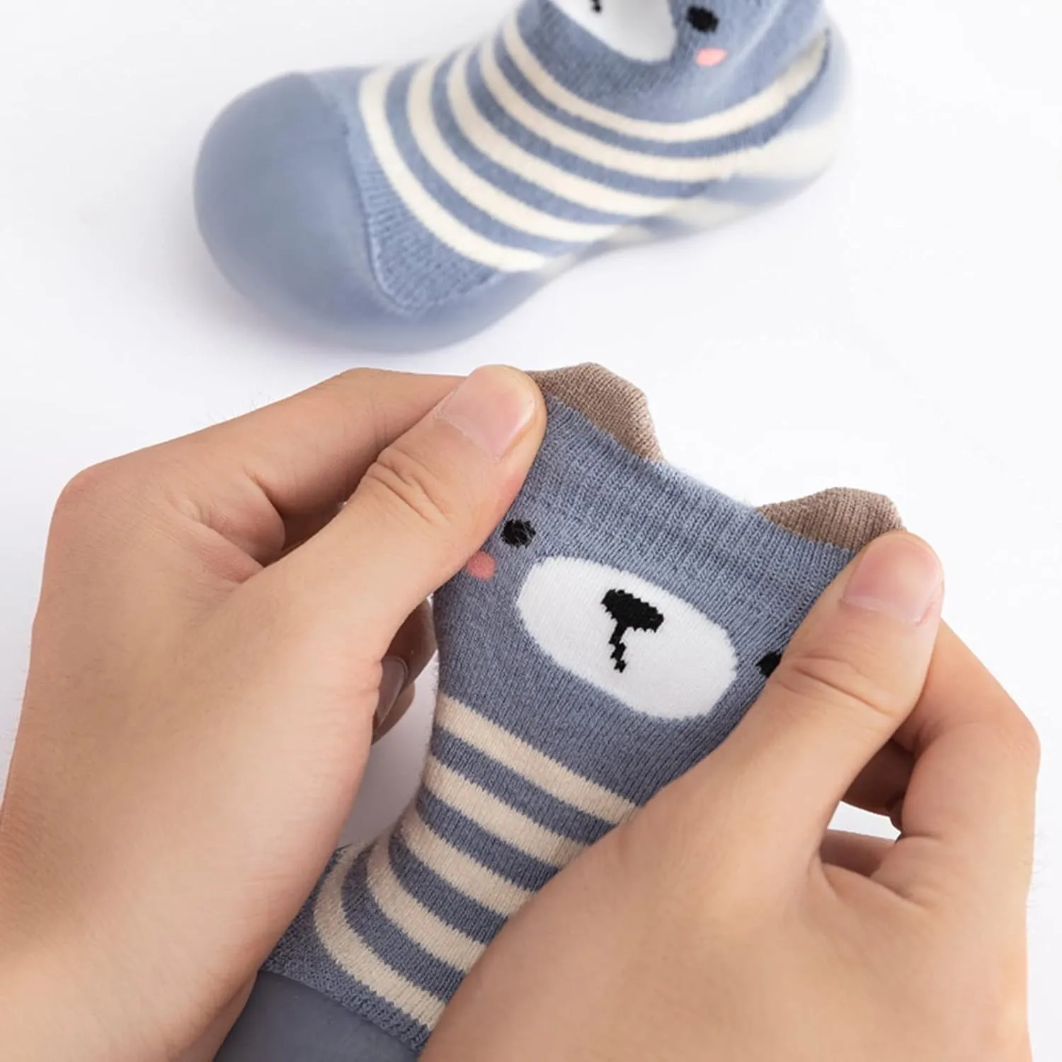 Baby Sock Shoes Kids Toddler Baby Boys Girls Solid Warm Knit Soft Sole Rubber Shoes Slipper Stocking First Walking Shoes