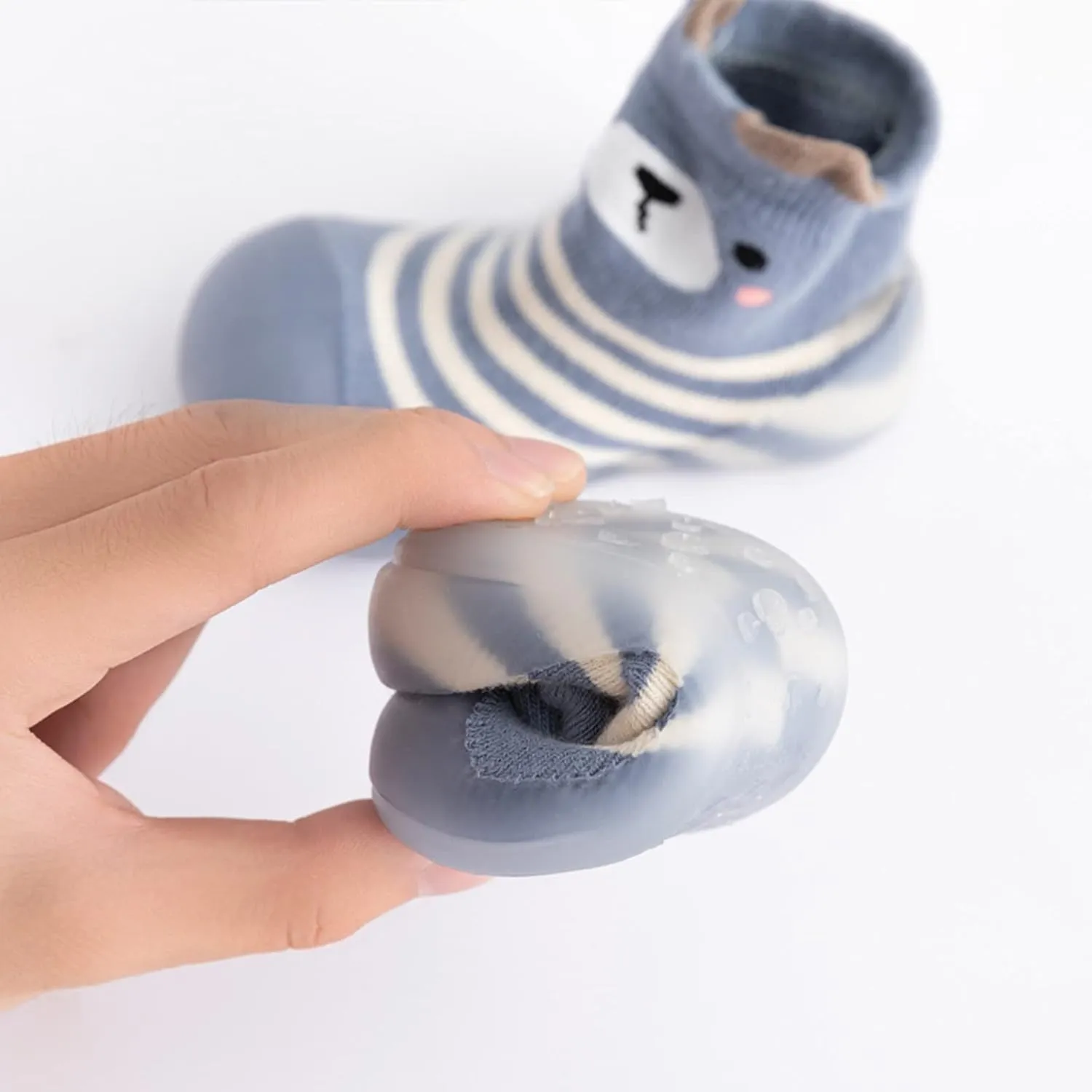 Baby Sock Shoes Kids Toddler Baby Boys Girls Solid Warm Knit Soft Sole Rubber Shoes Slipper Stocking First Walking Shoes