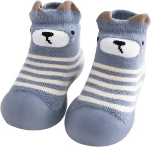 Baby Sock Shoes Kids Toddler Baby Boys Girls Solid Warm Knit Soft Sole Rubber Shoes Slipper Stocking First Walking Shoes