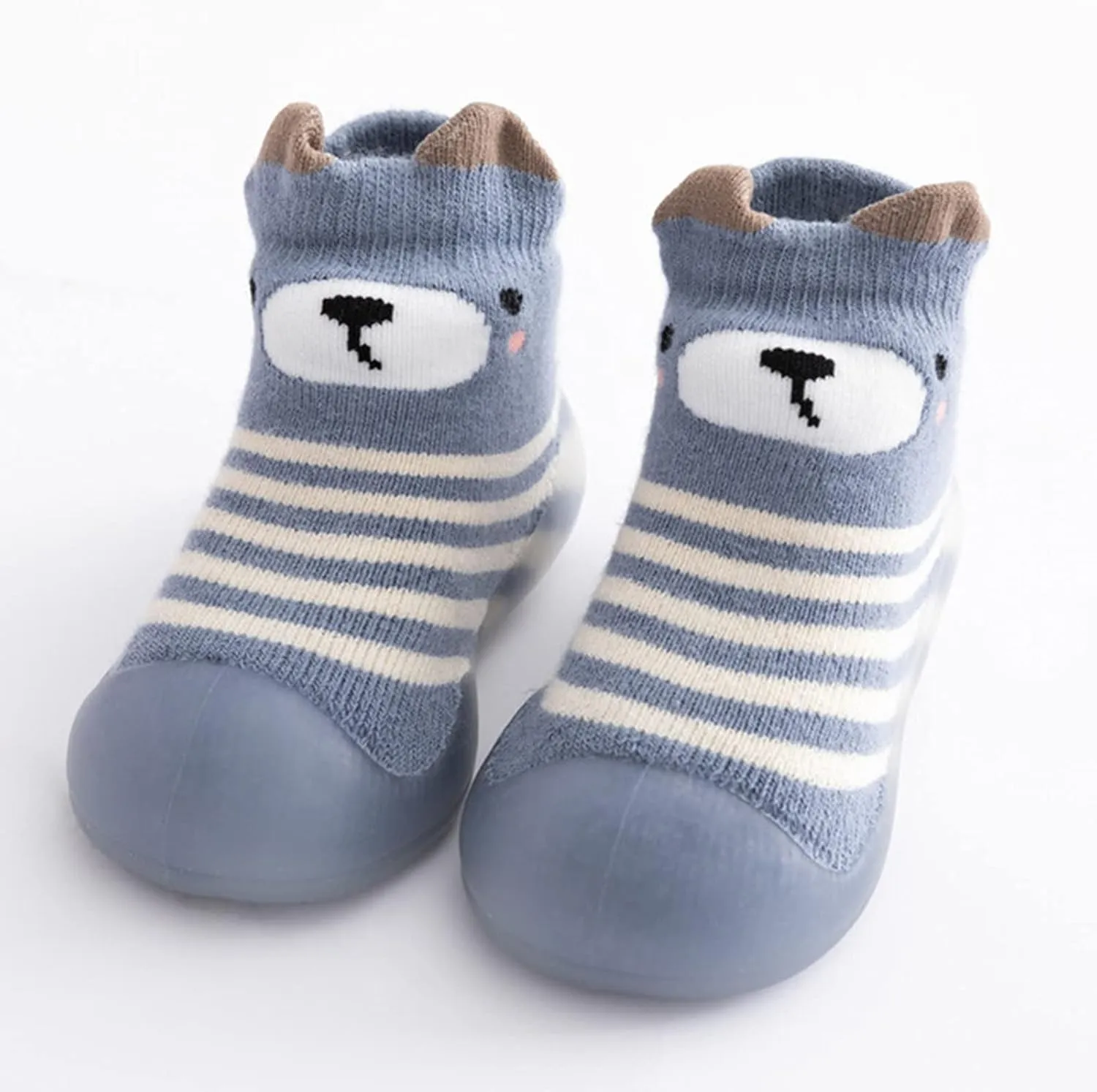 Baby Sock Shoes Kids Toddler Baby Boys Girls Solid Warm Knit Soft Sole Rubber Shoes Slipper Stocking First Walking Shoes
