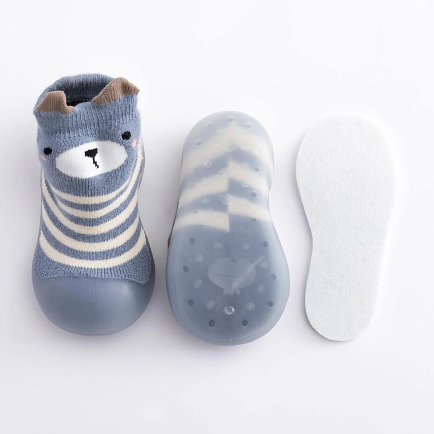 Baby Sock Shoes Kids Toddler Baby Boys Girls Solid Warm Knit Soft Sole Rubber Shoes Slipper Stocking First Walking Shoes