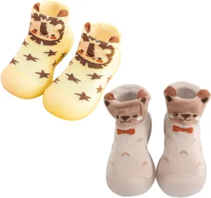 Baby Sock Shoes Toddler Walking Shoes Infant Non-Slip Indoor Cartoon Slippers Soft Rubber Sole Slip On Sneaker
