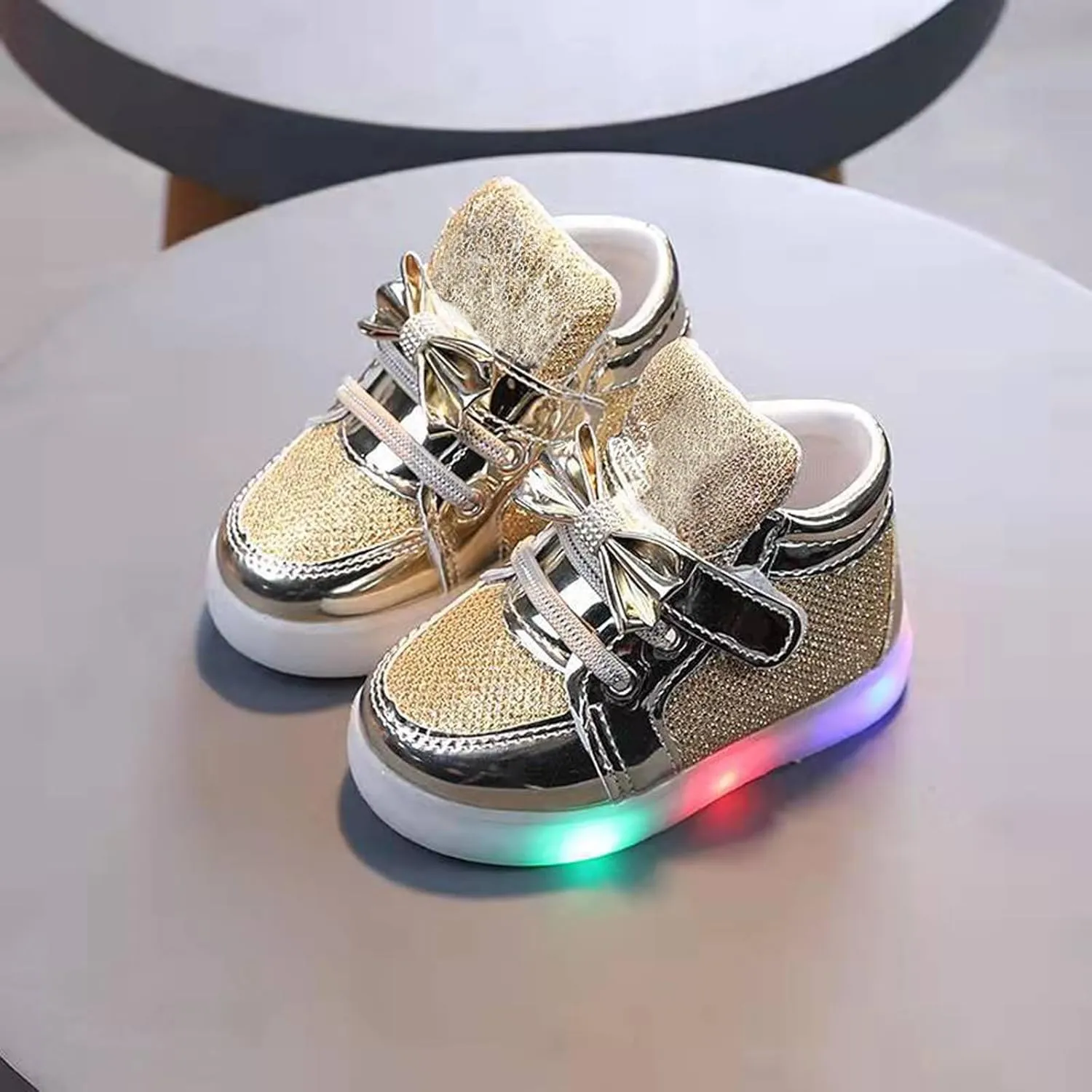 Baby Toddler Boys Girl Led Light Up Casual Shoes 17 Years Kids artoon Rabbit Luminous Bow Sport Shoes Sneakers