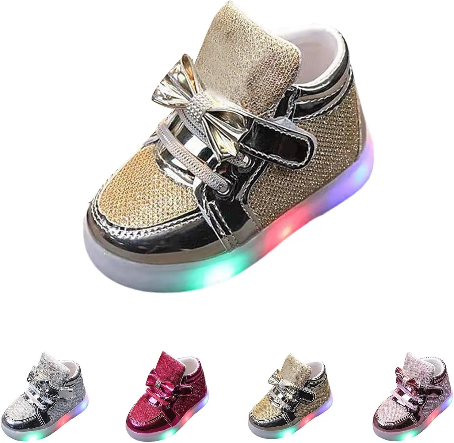 Baby Toddler Boys Girl Led Light Up Casual Shoes 17 Years Kids artoon Rabbit Luminous Bow Sport Shoes Sneakers
