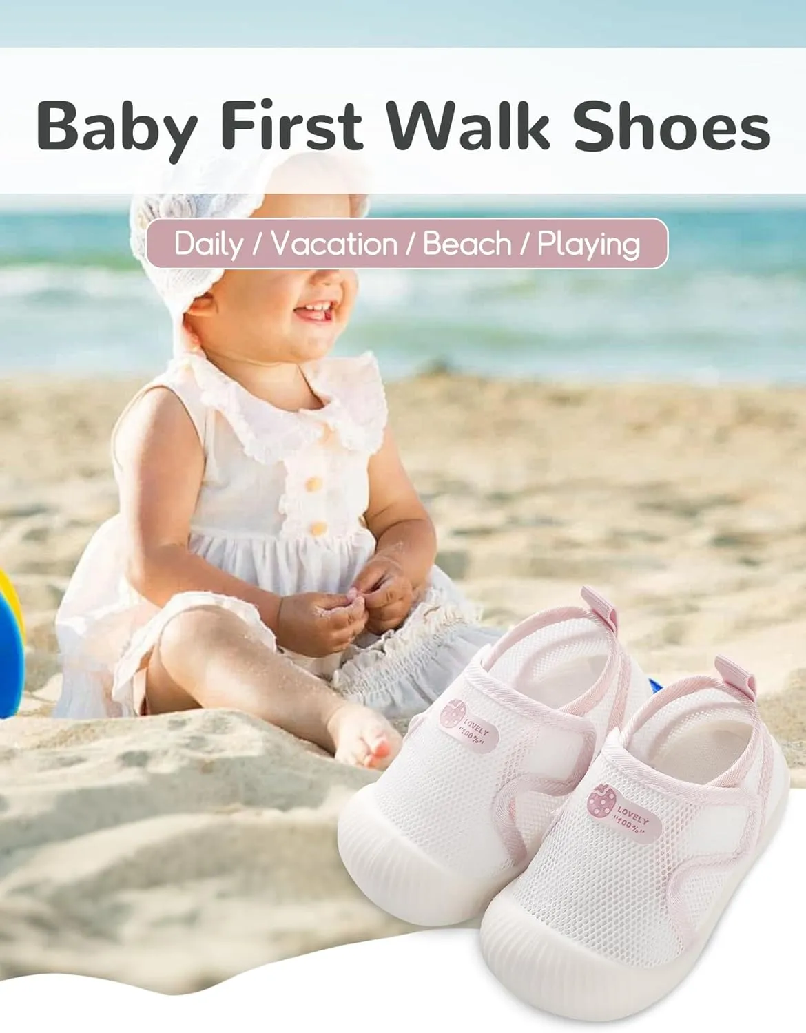 Baby Toddler First Walking Shoes Slip On Soft Sneakers Breathable Mesh Sandals Wide Toe Summer Shoes 6-36 Months