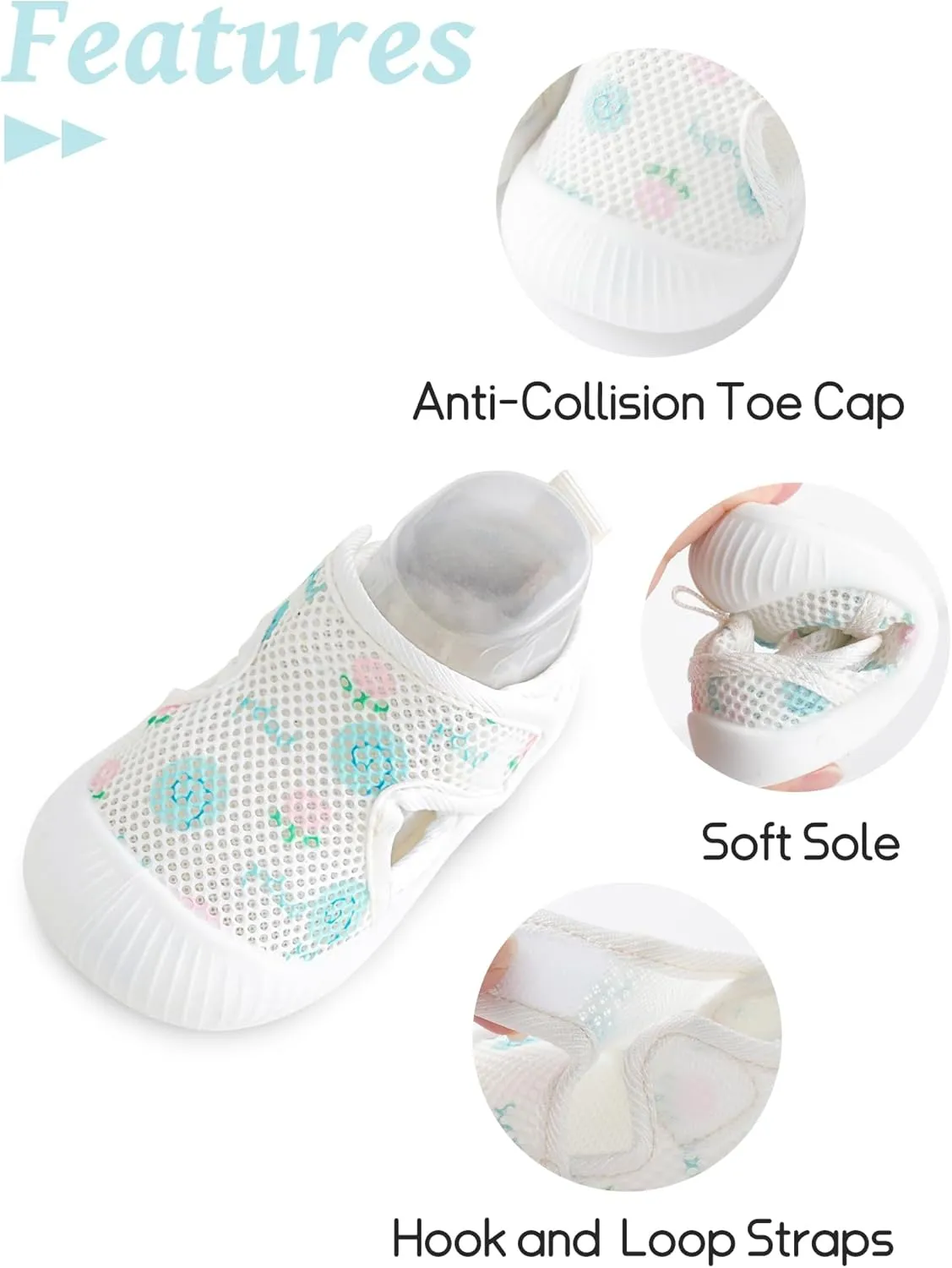 Baby Toddler First Walking Shoes Slip On Soft Sneakers Breathable Mesh Sandals Wide Toe Summer Shoes 6-36 Months