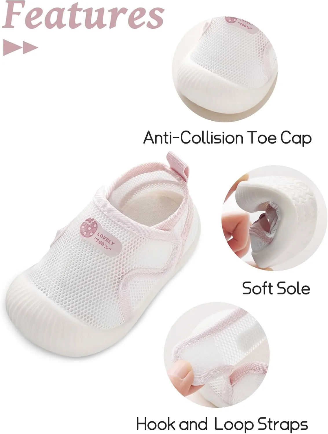 Baby Toddler First Walking Shoes Slip On Soft Sneakers Breathable Mesh Sandals Wide Toe Summer Shoes 6-36 Months
