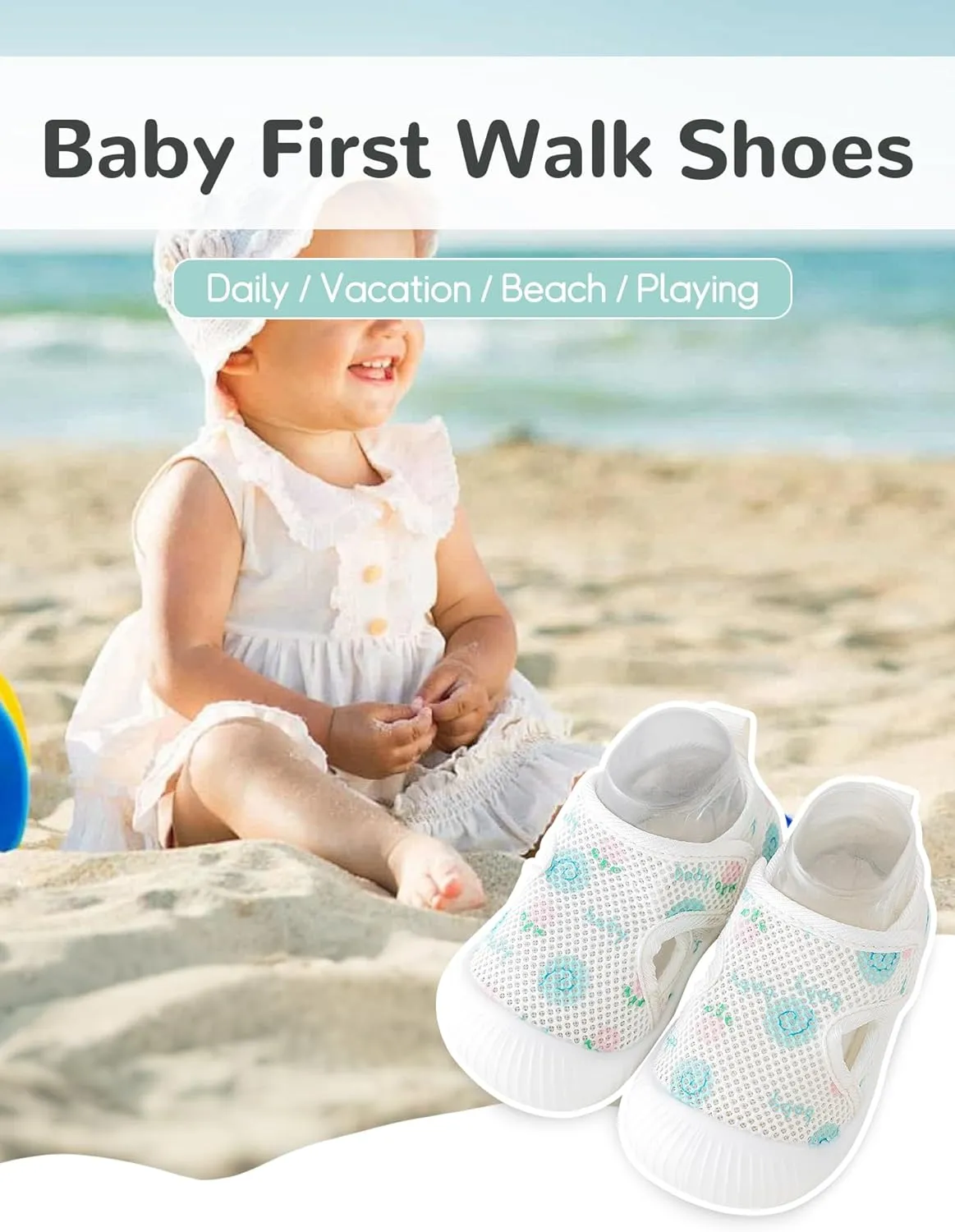 Baby Toddler First Walking Shoes Slip On Soft Sneakers Breathable Mesh Sandals Wide Toe Summer Shoes 6-36 Months