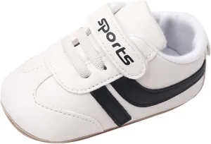 Baby Unisex Leather Sport Sneakers Infant Girls Boys Non-Slip Soft Sole Lightweight Platform First Walking Shoes