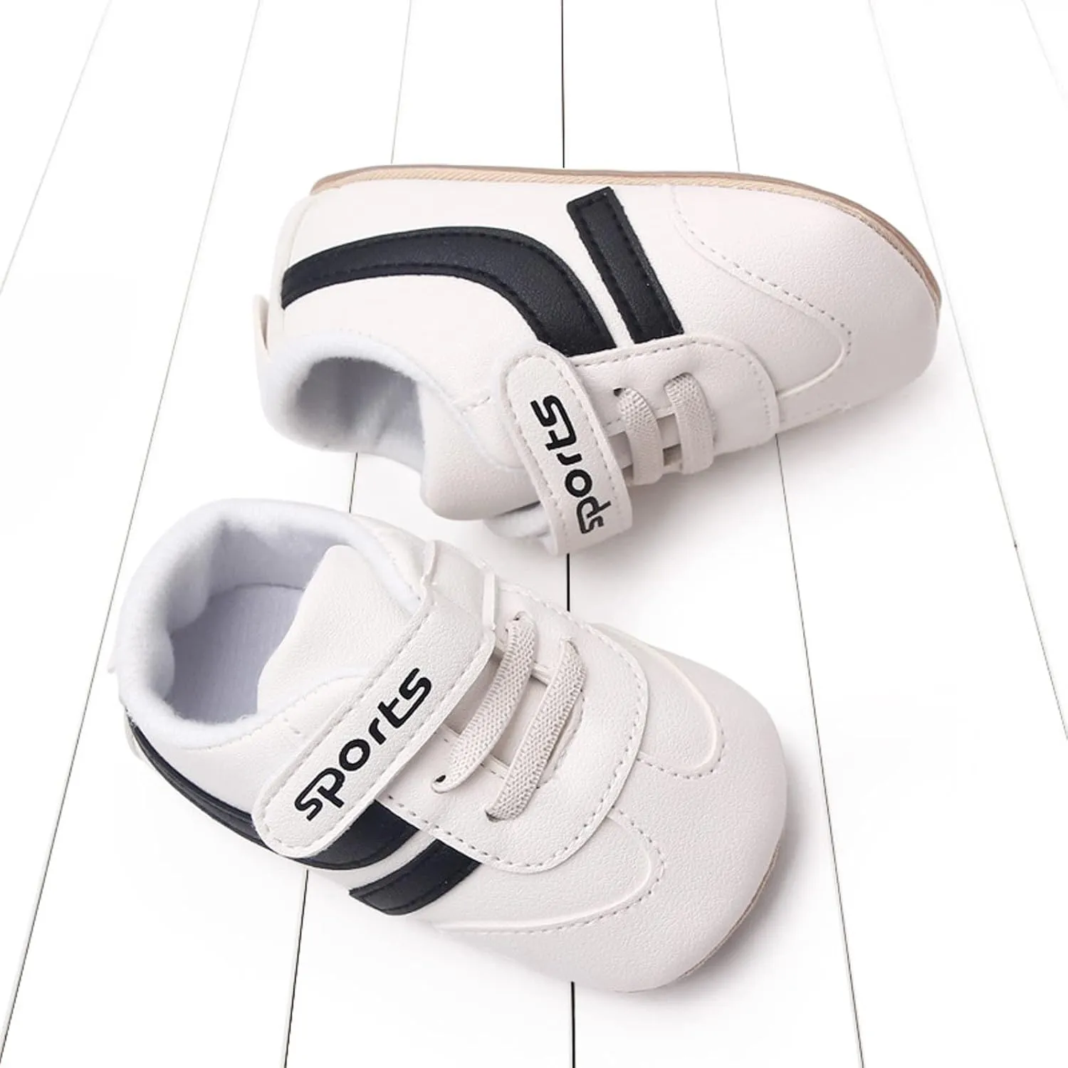 Baby Unisex Leather Sport Sneakers Infant Girls Boys Non-Slip Soft Sole Lightweight Platform First Walking Shoes