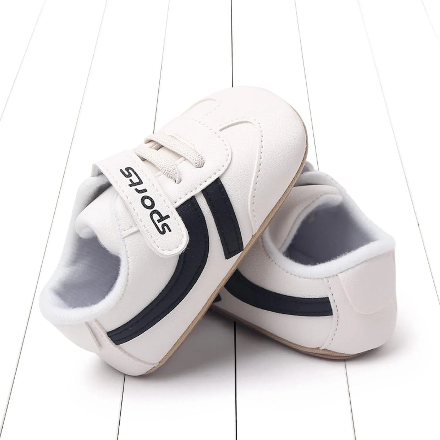 Baby Unisex Leather Sport Sneakers Infant Girls Boys Non-Slip Soft Sole Lightweight Platform First Walking Shoes