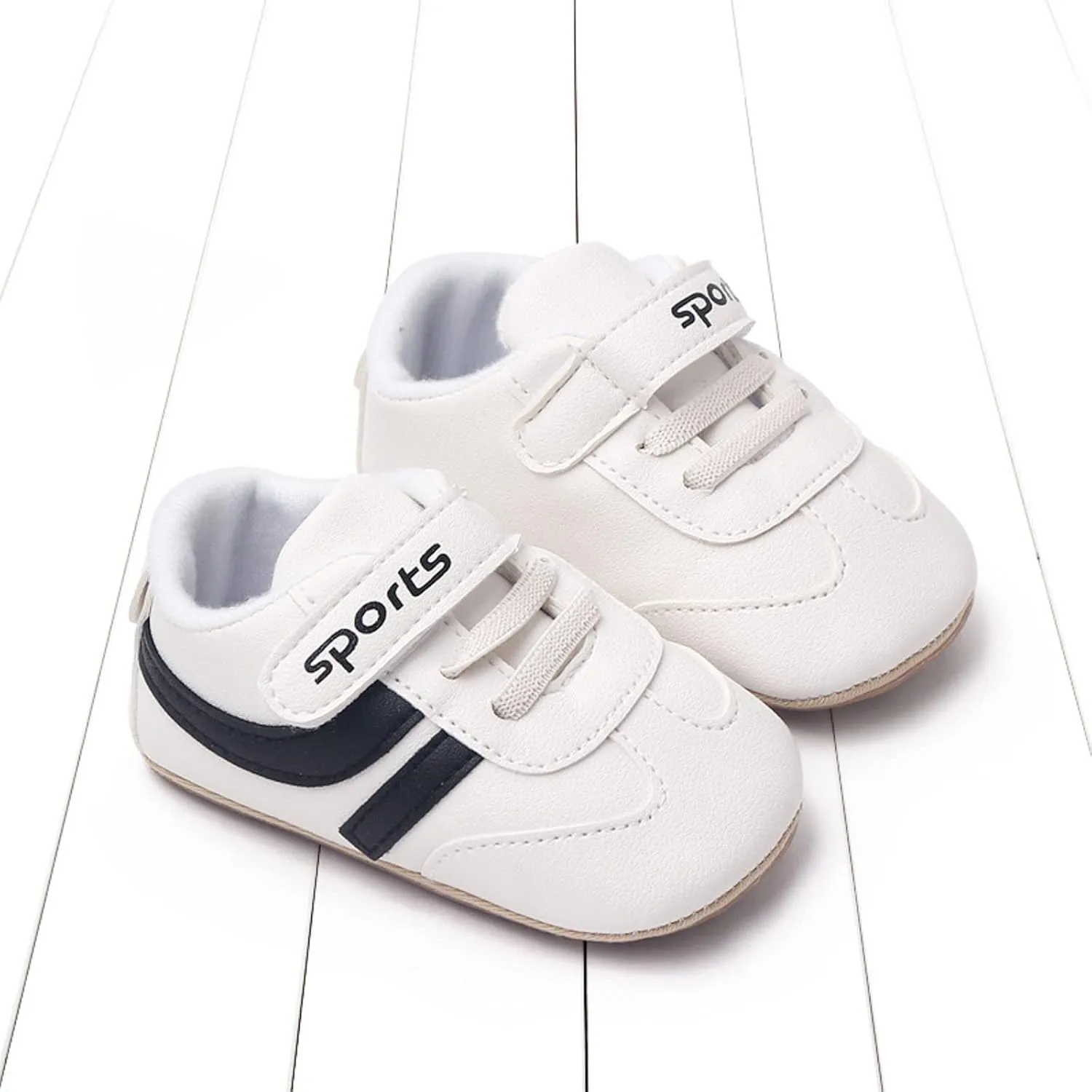 Baby Unisex Leather Sport Sneakers Infant Girls Boys Non-Slip Soft Sole Lightweight Platform First Walking Shoes