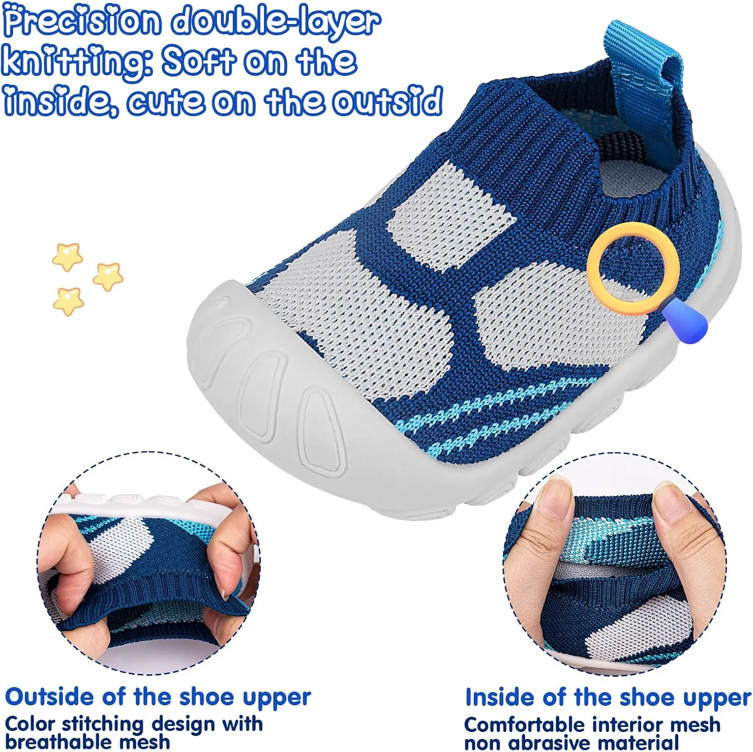 Baby Walking Shoes Toddler Girl Boy Soft Sole Breathable Cotton Canvas Shoes Infant Lightweight Non-Slip Safer Slip-on First Walkers Shoes Casual Tennis Wide Sneakers Rubber Soles Running Outdoor