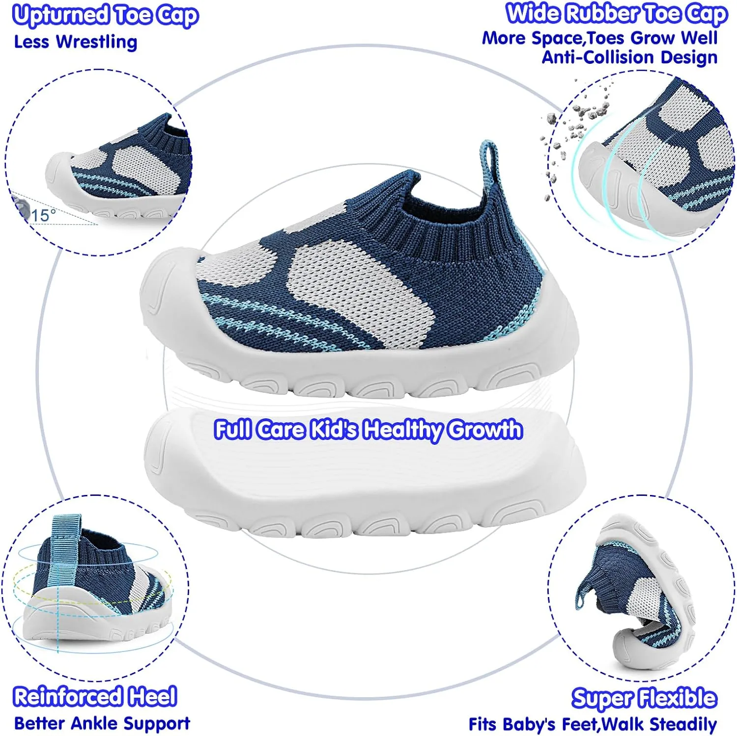Baby Walking Shoes Toddler Girl Boy Soft Sole Breathable Cotton Canvas Shoes Infant Lightweight Non-Slip Safer Slip-on First Walkers Shoes Casual Tennis Wide Sneakers Rubber Soles Running Outdoor