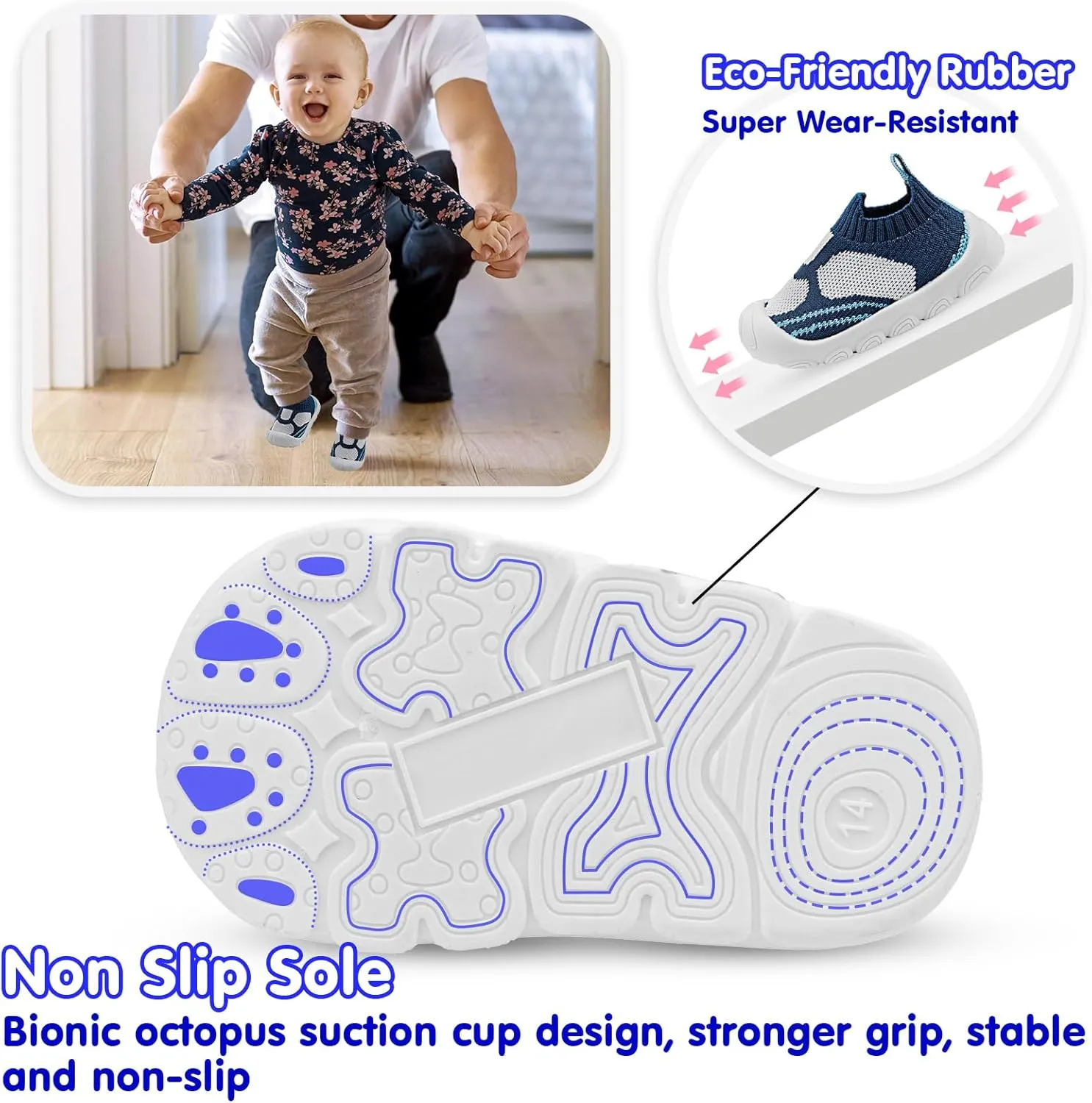 Baby Walking Shoes Toddler Girl Boy Soft Sole Breathable Cotton Canvas Shoes Infant Lightweight Non-Slip Safer Slip-on First Walkers Shoes Casual Tennis Wide Sneakers Rubber Soles Running Outdoor