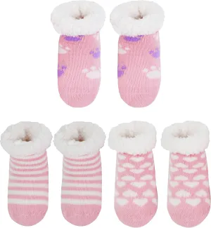 BambooMN Infants Toddler Soft Warm Plush Cozy Fuzzy Cartoon Animal Slippers Booties Socks Shoes