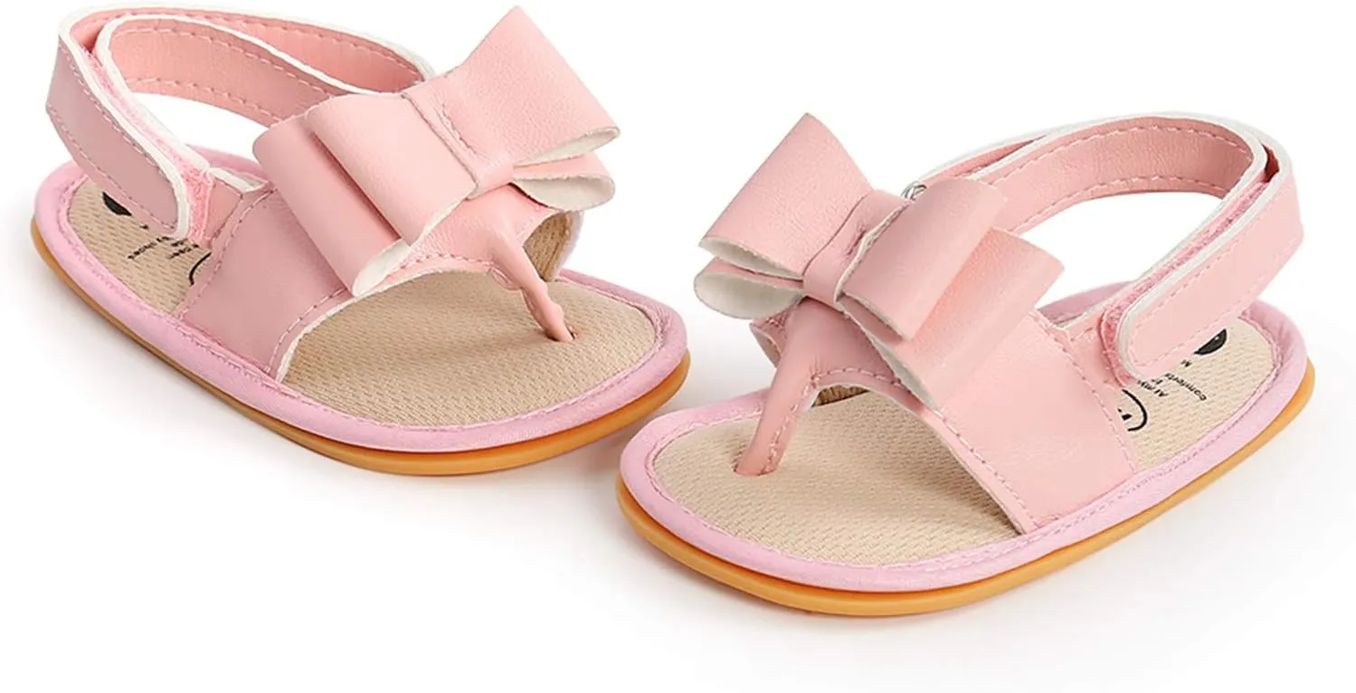 Big Girls Size 5 Sandals Rubber Bow Shoes Walking Soft Flat Non-Slip Sole Baby Sandals Boys Baby Booties Snaps