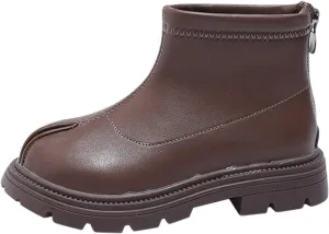 Black Platform Booties Girls Zipper Shoes Outdoor Warm Non Slip Soft Sole Booties Classic Water Proof Play Shoes