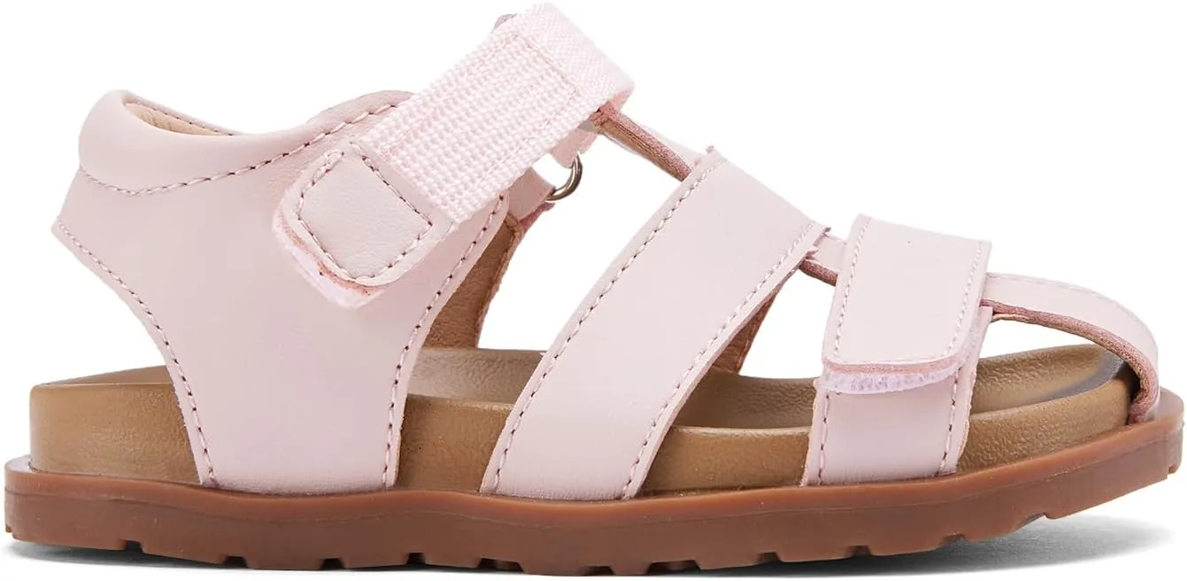 BMCiTYBM Toddler Boys Girls Sandals Open Toe Arch Support Slides Adjustable Straps Cork Footbed Slippers for Indoor Outdoor