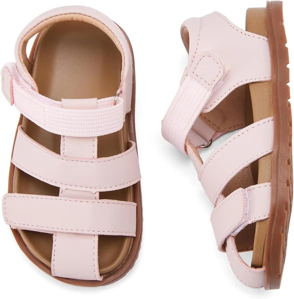 BMCiTYBM Toddler Boys Girls Sandals Open Toe Arch Support Slides Adjustable Straps Cork Footbed Slippers for Indoor Outdoor