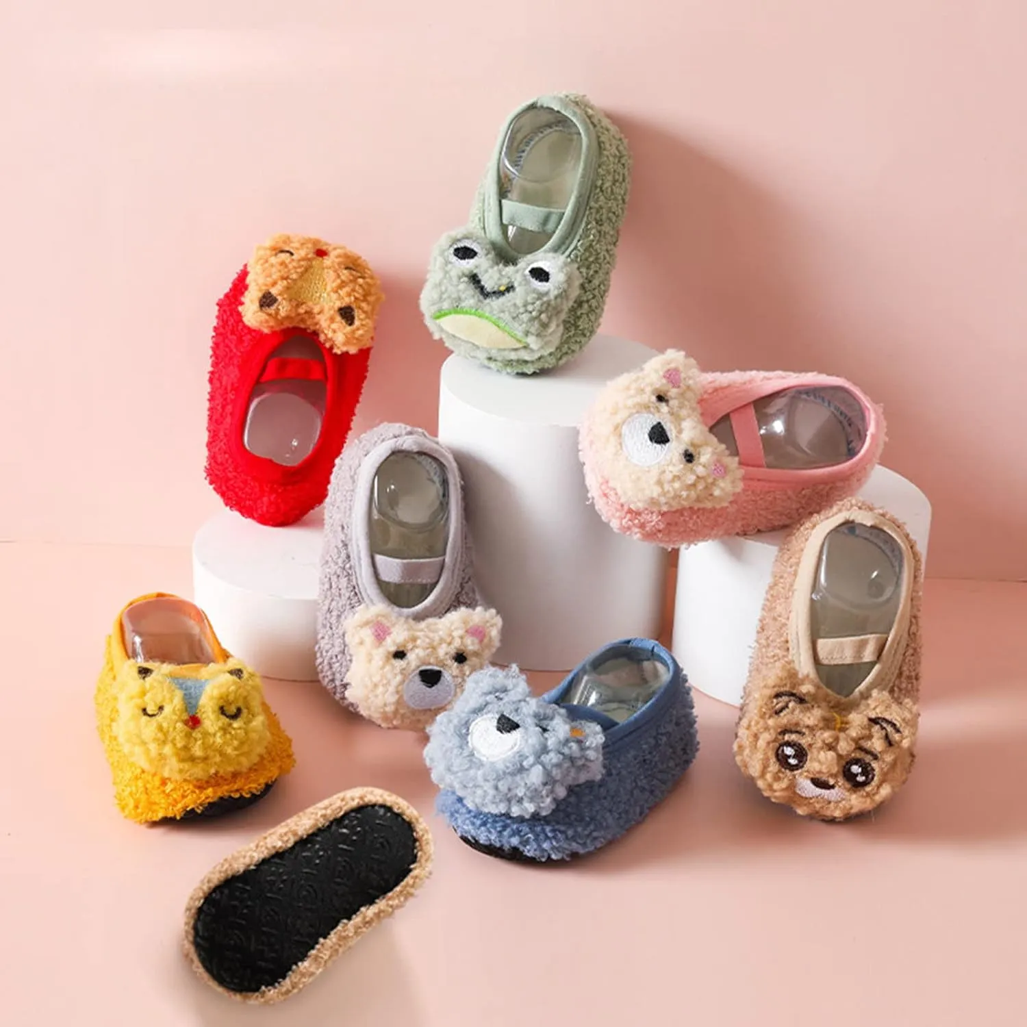 Boys and Girls Cartoon Character Pattern Warm Toddler Shoes Indoor Floor Socks Non Slip Fashion Toddler Shoes