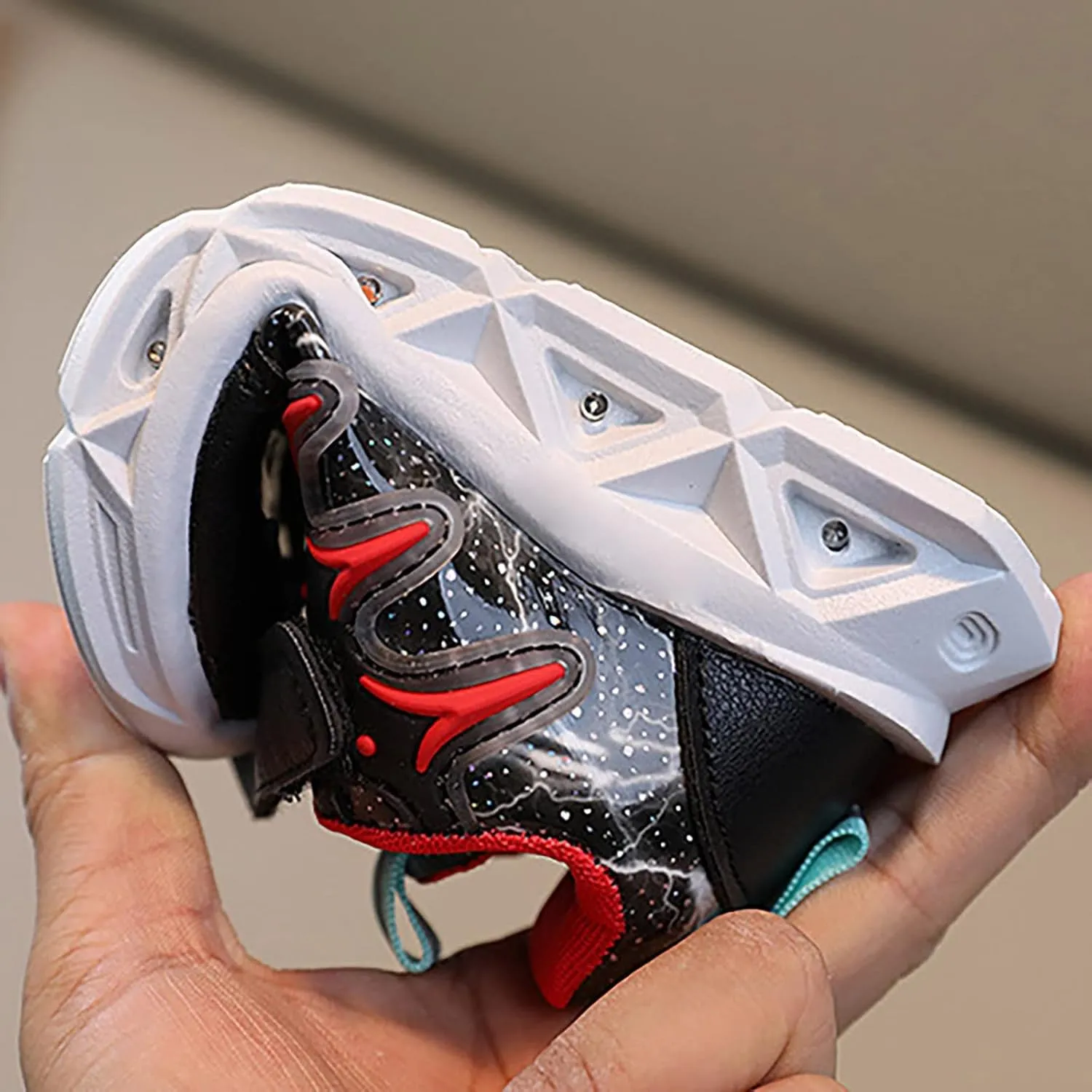 Boys Girls Sneakers Children's Sneakers LED Charged Breathable Soft Sole Strap Collision Color Non-Slip Walking Shoes