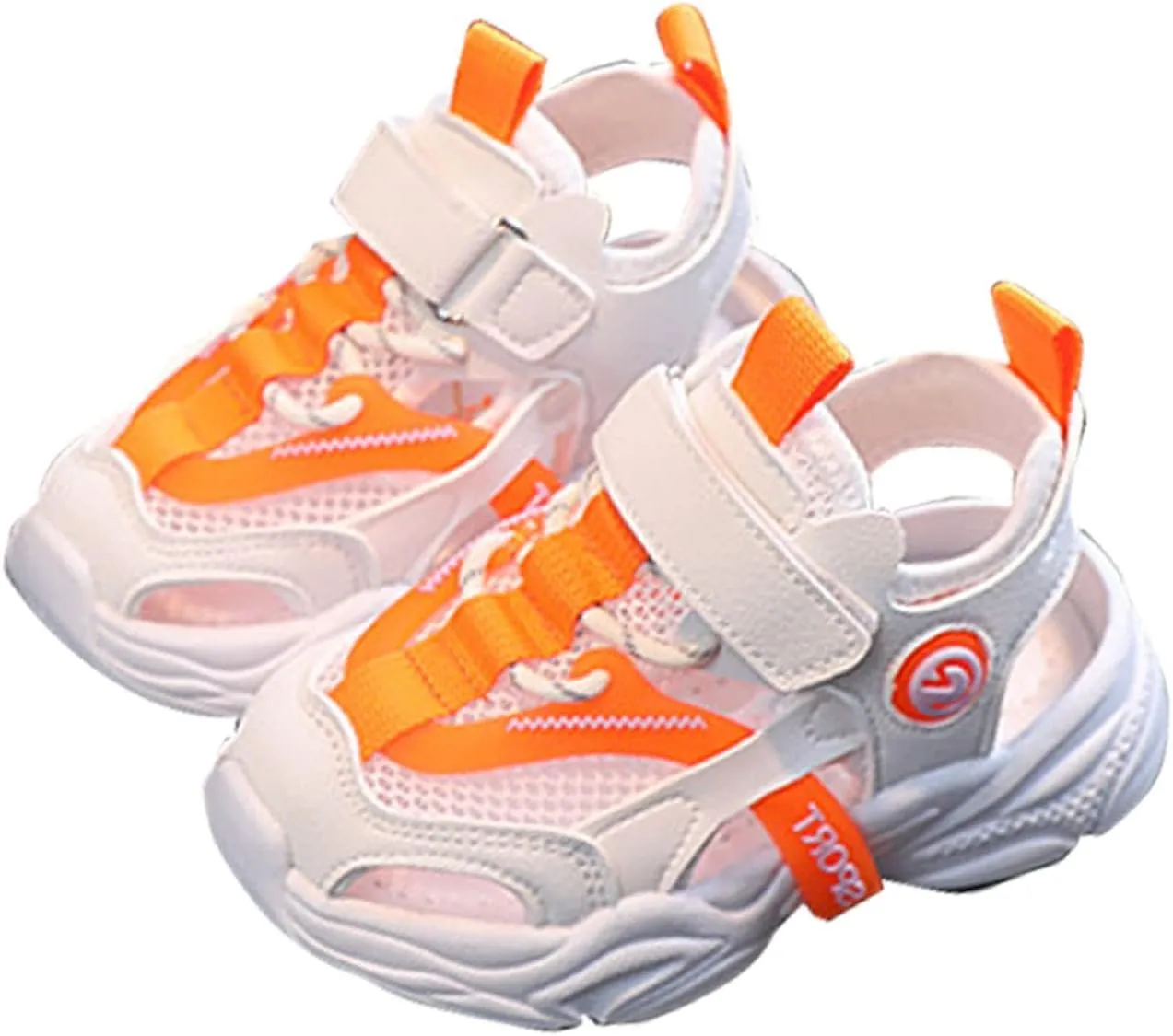 Boys' Girls' Sports Sneakers Toddler Lightweight Mesh Breathable Walking Sneakers Lace Up Soft Soles Sports Shoes (Beige, 6.5 Infant)