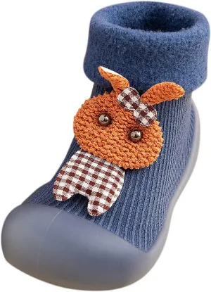 Boys Slip on Shoe Kids Toddler Baby Boys Girls Solid Warm Knit Soft Sole Rubber Shoes Socks Slipper Stocking Infant Wrestling Shoes