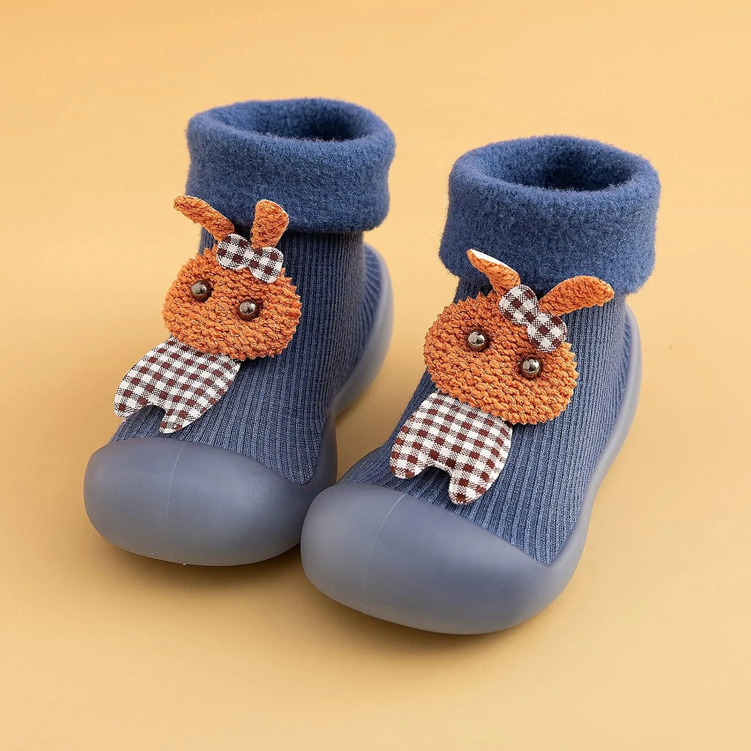 Boys Slip on Shoe Kids Toddler Baby Boys Girls Solid Warm Knit Soft Sole Rubber Shoes Socks Slipper Stocking Infant Wrestling Shoes
