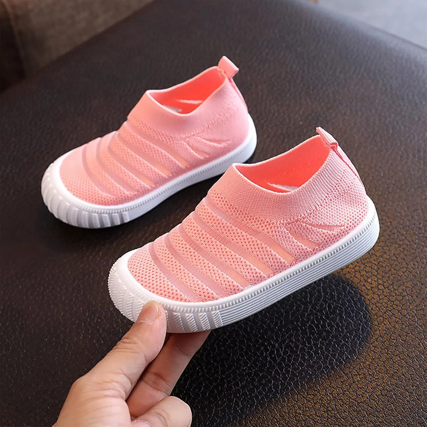 Boys' Sneakers Girls Summer Sneakers Flying Woven Mesh Breathable Comfortable Flat Casual Cute Shoes Black Sneakers