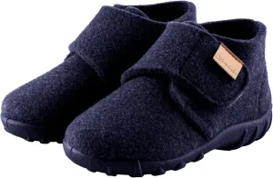 Boys' wool felt slippers - baby and children's shoes with non-slip sole and Velcro fastening, navy, 20 EU, Navy Blue, 20 EU