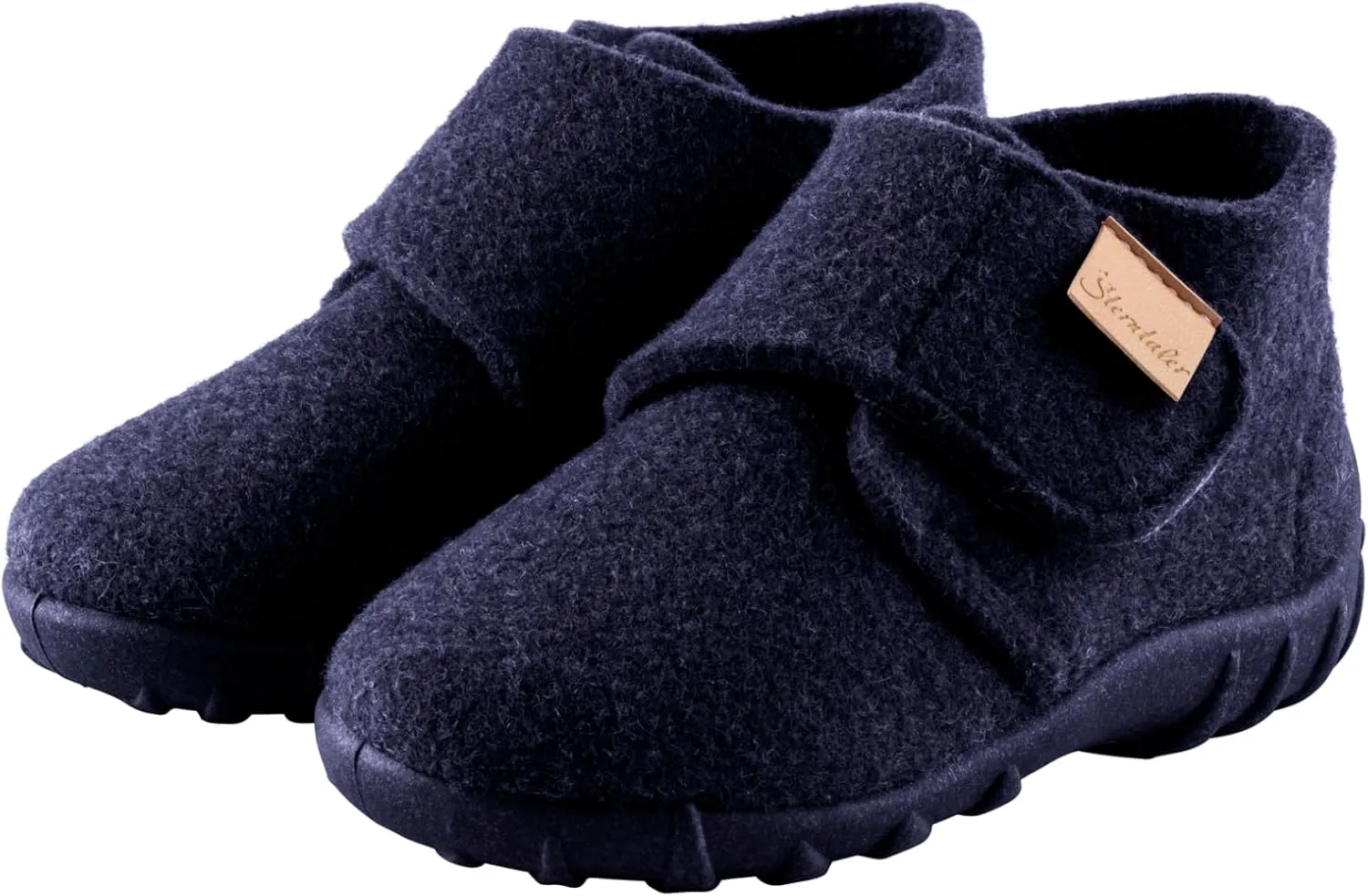 Boys' wool felt slippers - baby and children's shoes with non-slip sole and Velcro fastening, navy, 20 EU, Navy Blue, 20 EU