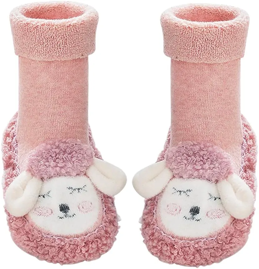 Cartoon Animal Baby Indoor Slipper Cute Boys Girls Winter Warm Anti-Slip Floor Socks Shoes for Infant Toddler First Walking