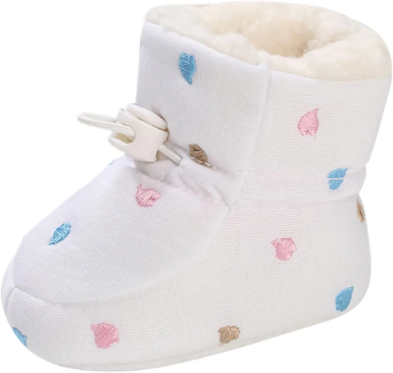 Cartoon Shoes for Baby Soft Sole Shoes Fleece Warm Short Boots Shoes Fashion Printing Non Slip (Beige, 4 Infant)