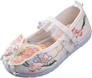 Children House Shoes Girls Flat Bottomed Embroidered Sandals Fashionable Children Performance Shoes