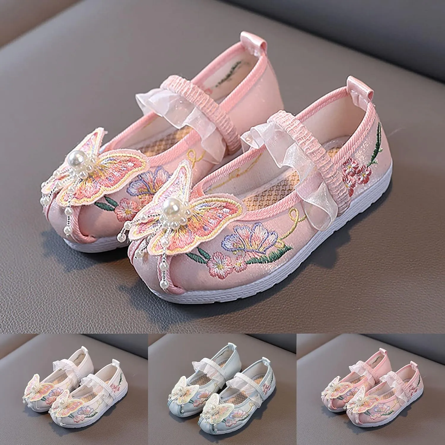 Children House Shoes Girls Flat Bottomed Embroidered Sandals Fashionable Children Performance Shoes