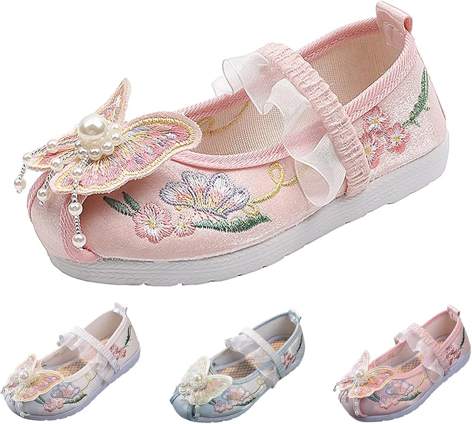 Children House Shoes Girls Flat Bottomed Embroidered Sandals Fashionable Children Performance Shoes