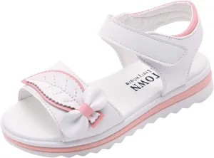 Children Shoes Fashion Flower Thick Sole Sandals Soft Sole Comfortable Princess Sandals Baby Girl Shoes 3-6 Months (White, 9-9.5 Years Big Kids)