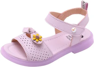 Children Shoes Fashion Flower Thick Sole Sandals Soft Sole Comfortable Princess Sandals Simple (Purple, 3.5-4 Years Toddler)