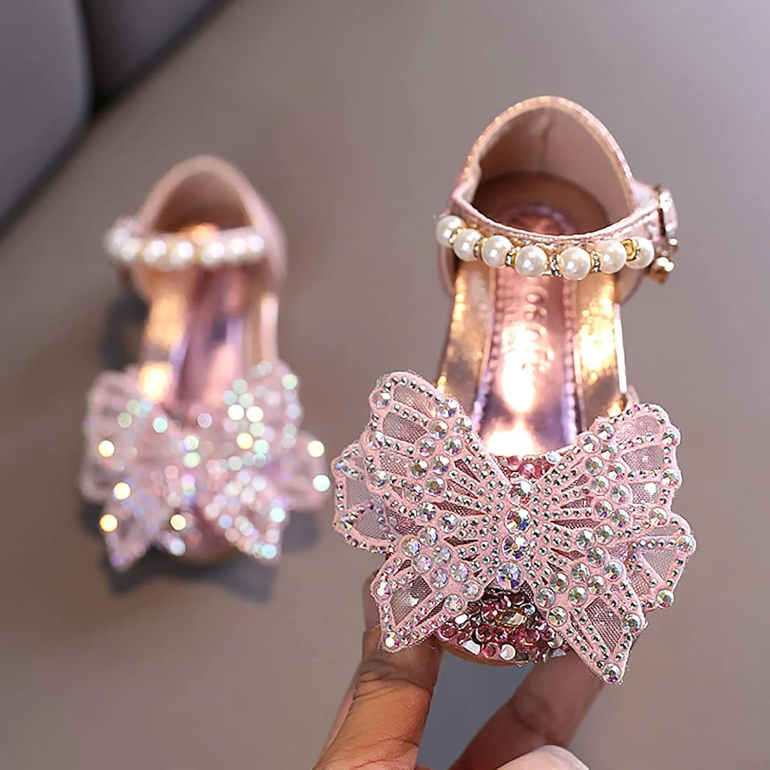 Children Soft Sole Shoes Fashion Spring Summer Girls Dress Performance Dance Shoes Mesh Rhinestone Sandals