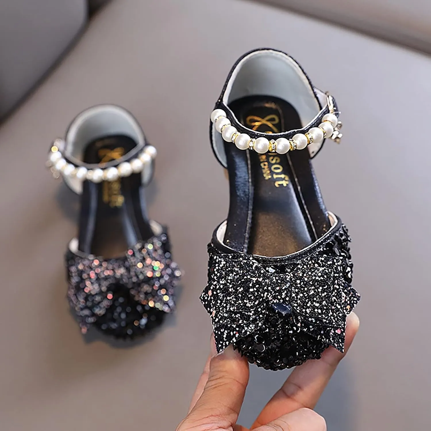 Children Soft Sole Shoes Toddler Baby Casual Princess Dress Shoes Comfortable Flat Outdoor Girls Rhinestones
