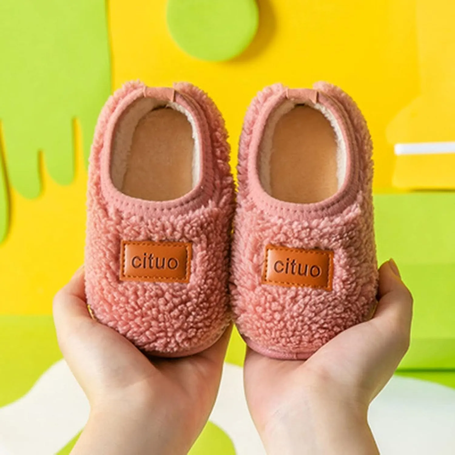Childrens Girl Cotton Shoes Solid Color Fashion Soft Sole Winter Warm Indoor Non Slip Cotton Shoe Kid