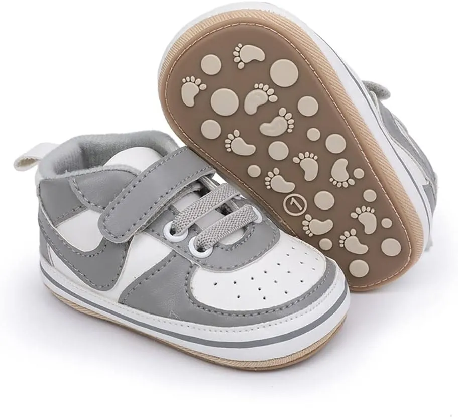 Clowora Unsex Baby Shoes Boys Girls Infant Sneakers Non-Slip Soft Rubber Sole Toddler Crib First Walker Lightweight Shoes