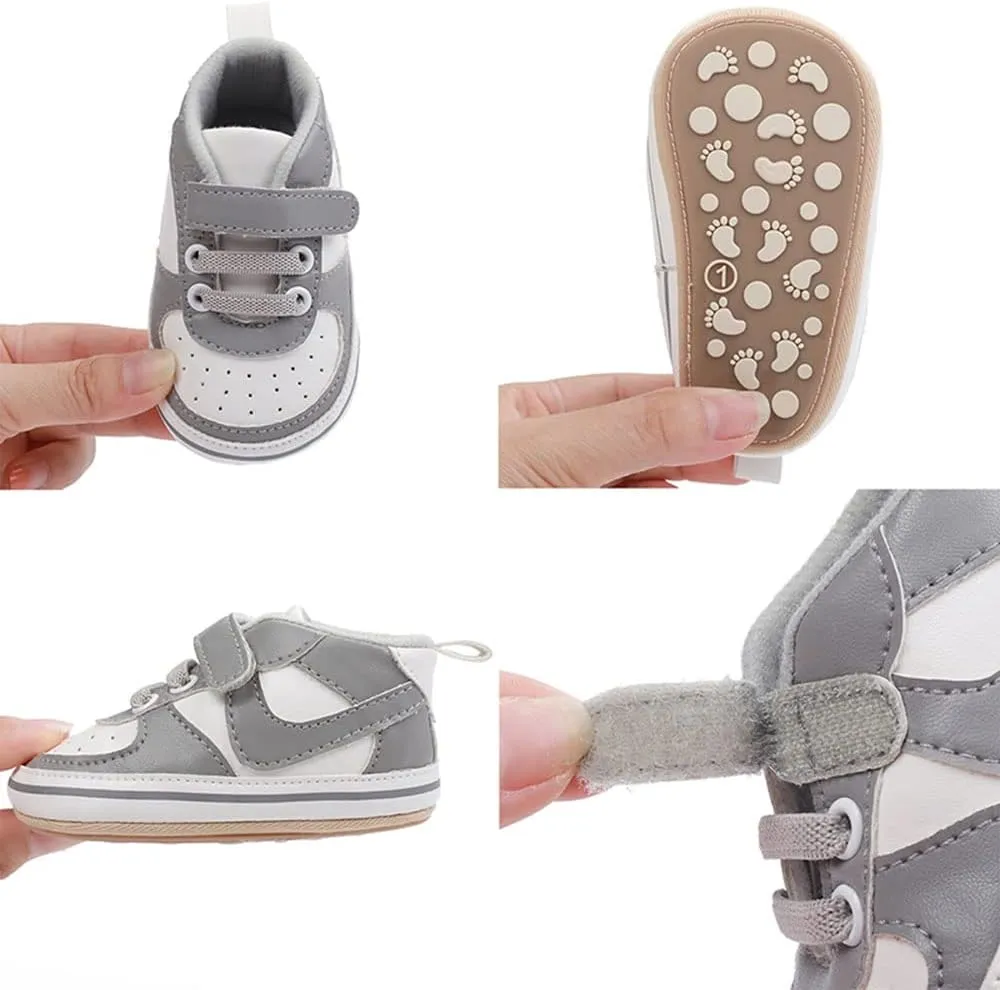 Clowora Unsex Baby Shoes Boys Girls Infant Sneakers Non-Slip Soft Rubber Sole Toddler Crib First Walker Lightweight Shoes