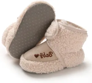 COSANKIM Baby Booties Newborn Boys Girls Fleece Boots Non Slip Grippers Stay On Slipper Socks Infant First Walker Winter Warm Crib Shoes