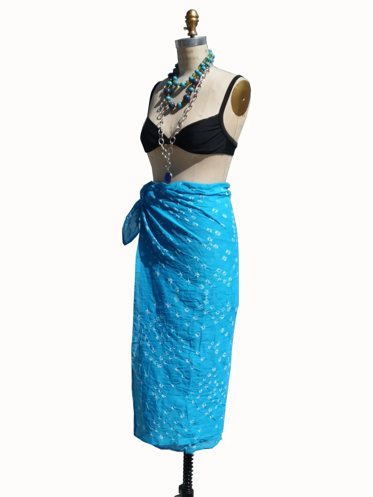 Crinkle Cotton Pareo Sarong In Navy Blue