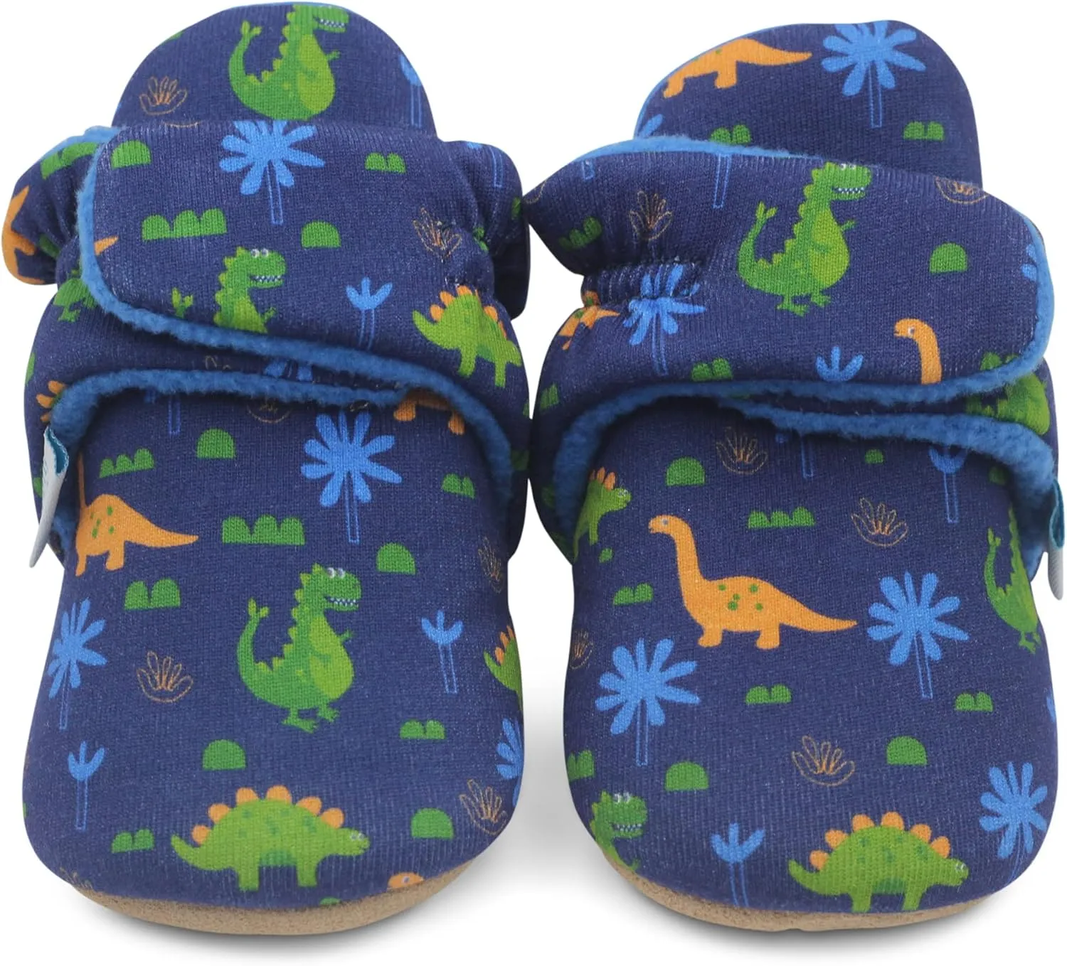 Dotty Fish Fleece Lined Baby Booties - Non-Slip Suede Sole - Warm & Cozy Slippers for Newborns to 24 Months - Perfect Winter Shoes for Babies