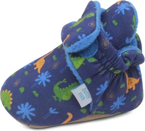 Dotty Fish Fleece Lined Baby Booties - Non-Slip Suede Sole - Warm & Cozy Slippers for Newborns to 24 Months - Perfect Winter Shoes for Babies