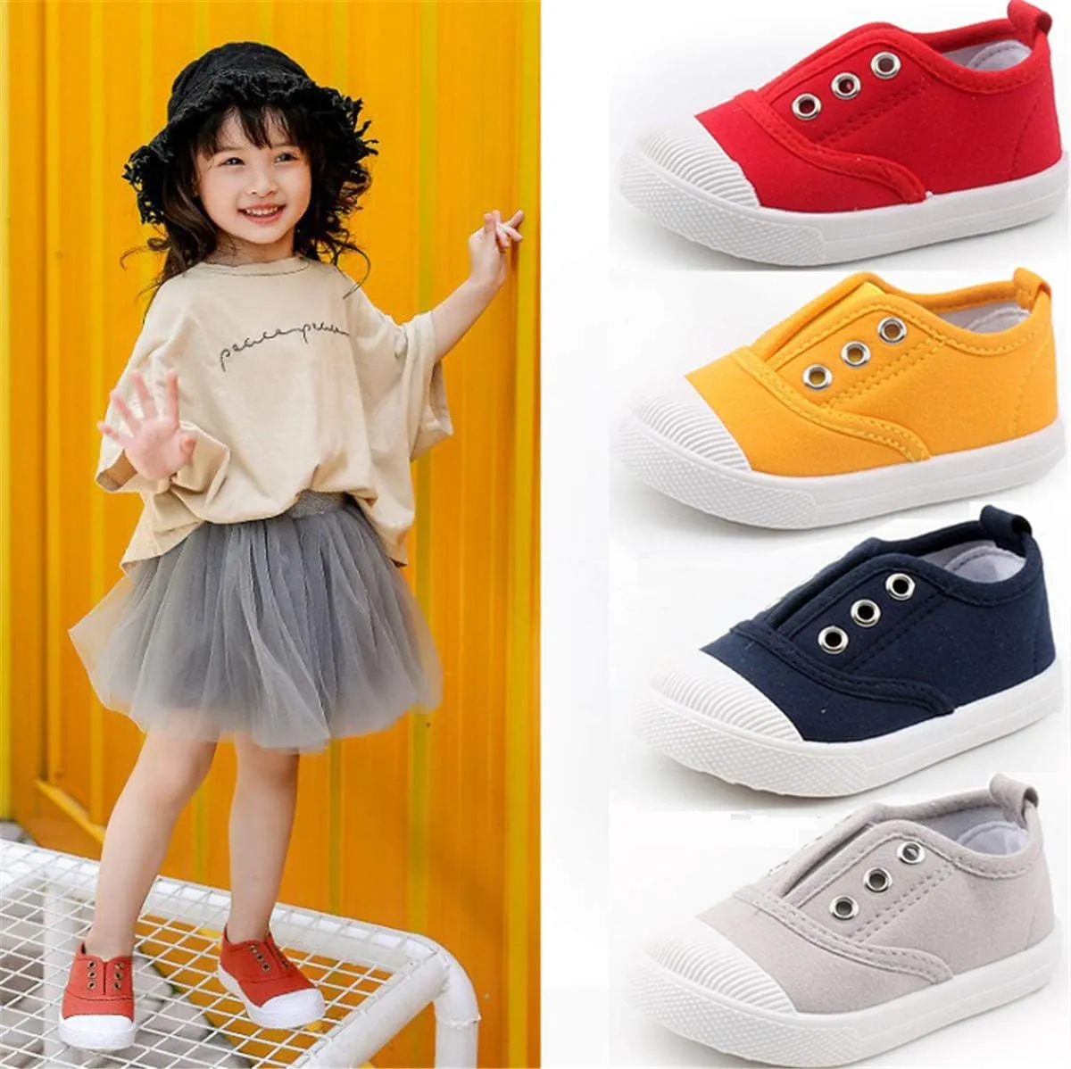 E-FAK Toddler Shoes Boys Girls Canvas Sneaker Slip-On Kids Shoes Light Weight Fashion Casual Running Shoes(Toddle/Little Kids/Baby)