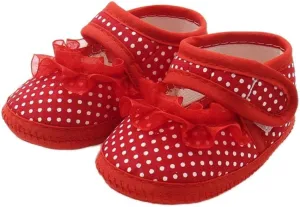 EnJoCho Baby Shoes,Newborn Infant Girls Dot Lace Soft Sole Prewalker Warm Casual Flats Shoes for 0-12 Months (Red-03#, 9-12 Months)